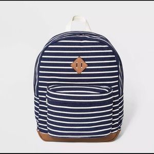 Stripe Backpack Canvas Blue Tar 16" x 12 x 6